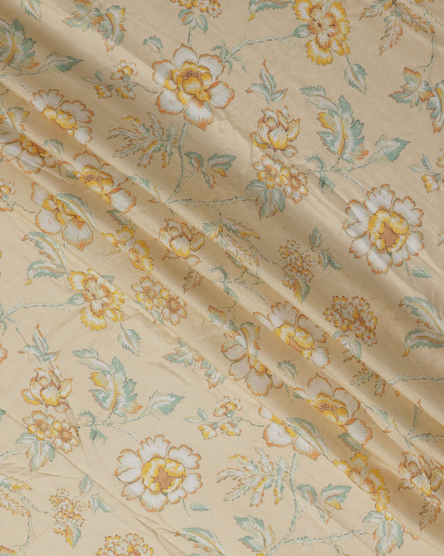 Buttercream Beige Synthetic Chiffon Fabric 110cm