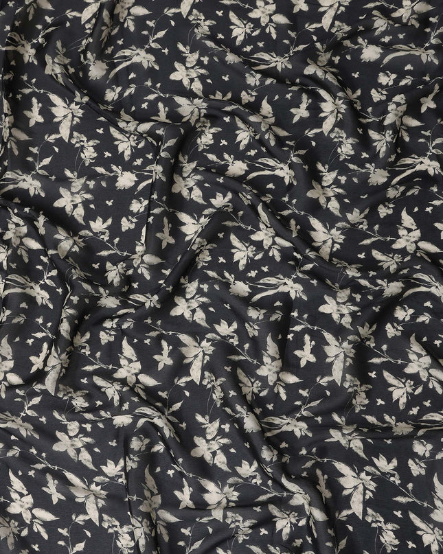 Navy Charcoal Synthetic Chiffon Fabric 110cm