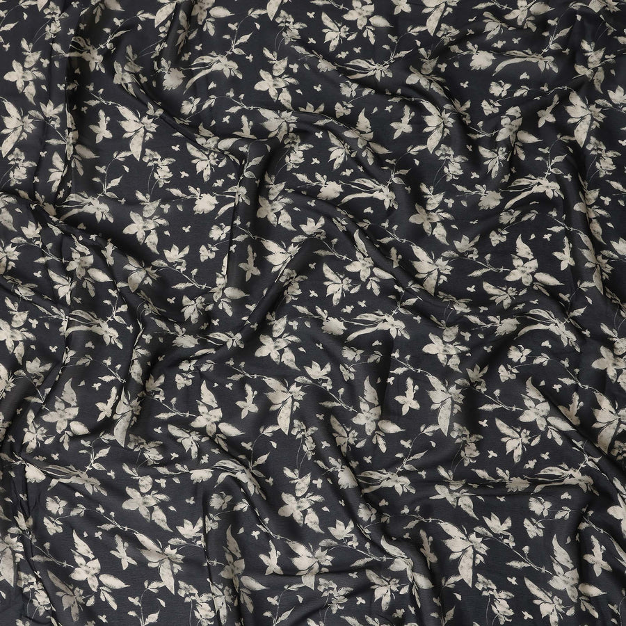 Navy Charcoal Synthetic Chiffon Fabric 110cm