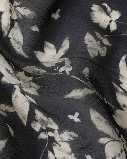 Navy Charcoal Synthetic Chiffon Fabric 110cm