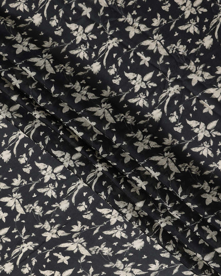 Navy Charcoal Synthetic Chiffon Fabric 110cm