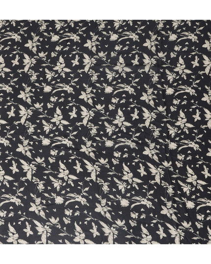 Navy Charcoal Synthetic Chiffon Fabric 110cm
