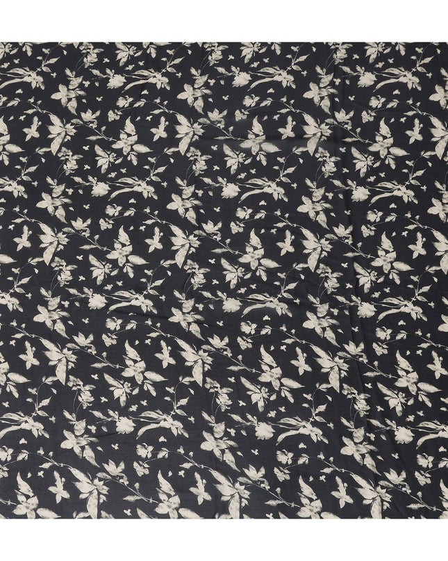 Navy Charcoal Synthetic Chiffon Fabric 110cm