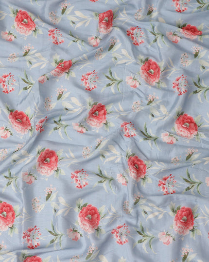 Sky Blue Synthetic Chiffon Fabric 110cm