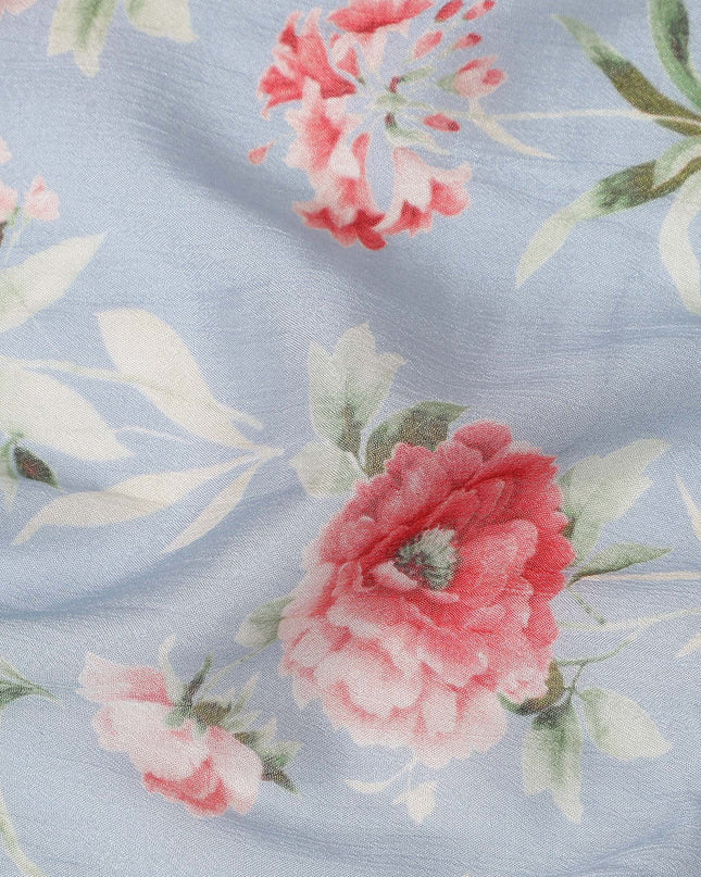 Sky Blue Synthetic Chiffon Fabric 110cm