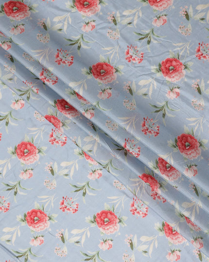 Sky Blue Synthetic Chiffon Fabric 110cm