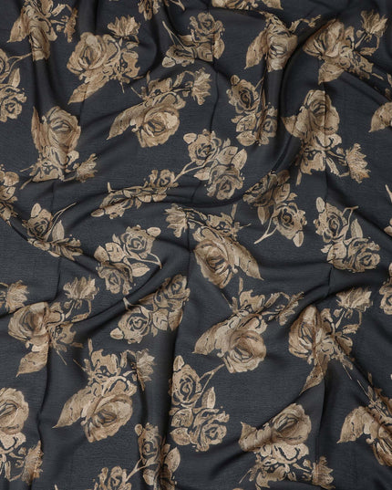 Charcoal Grey Synthetic Chiffon Fabric 110cm