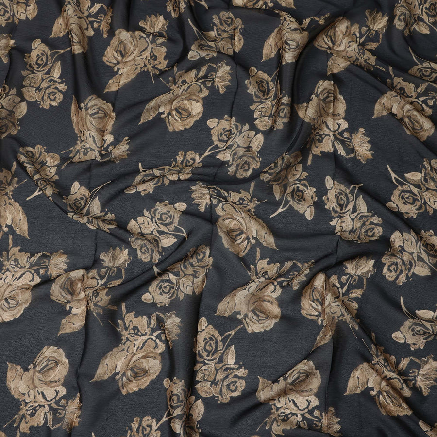 Charcoal Grey Synthetic Chiffon Fabric 110cm