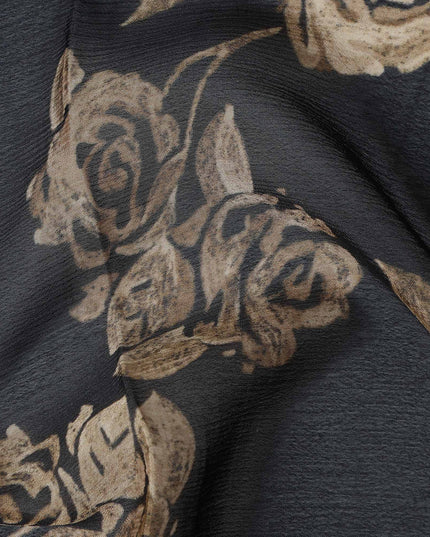 Charcoal Grey Synthetic Chiffon Fabric 110cm