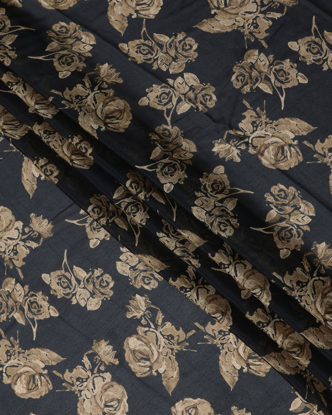 Charcoal Grey Synthetic Chiffon Fabric 110cm