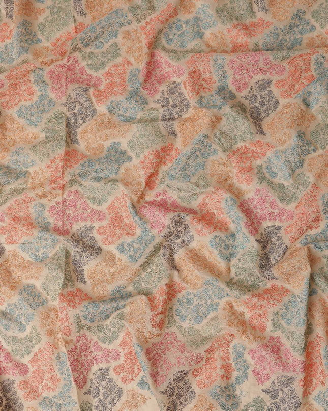 Multicolor Floral Patchwork Embroidered Voile 110cm