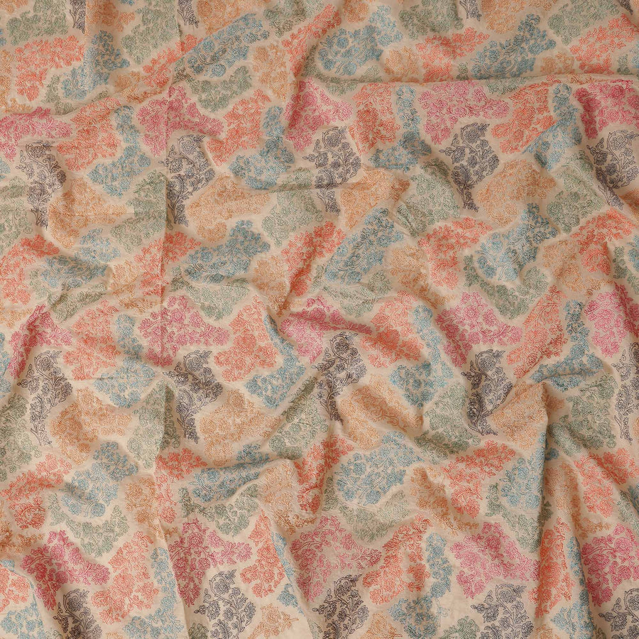 Multicolor Floral Patchwork Embroidered Voile 110cm