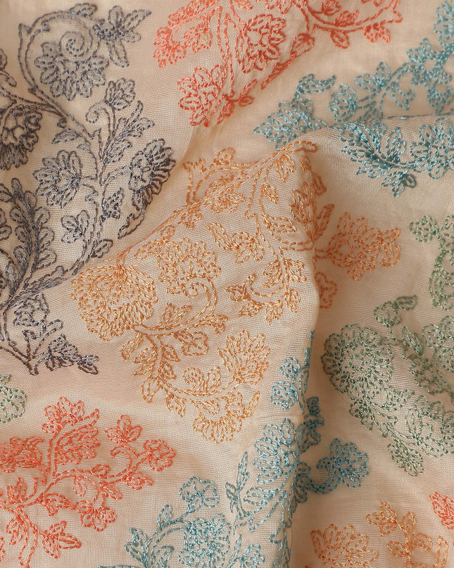 Multicolor Floral Patchwork Embroidered Voile 110cm