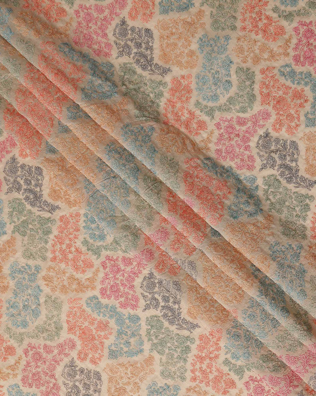 Multicolor Floral Patchwork Embroidered Voile 110cm