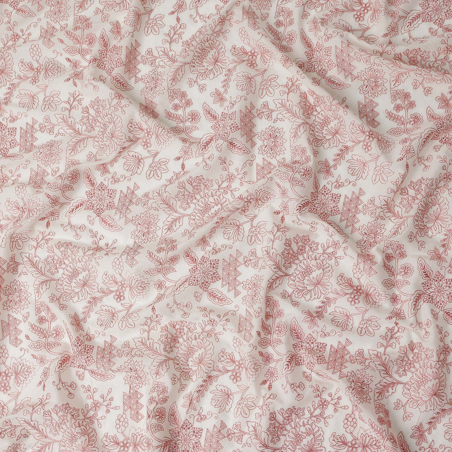 Rust Cream Digital Print Lawn Fabric 110cm