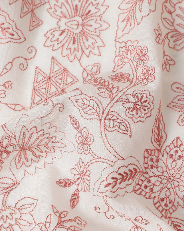 Rust Cream Digital Print Lawn Fabric 110cm