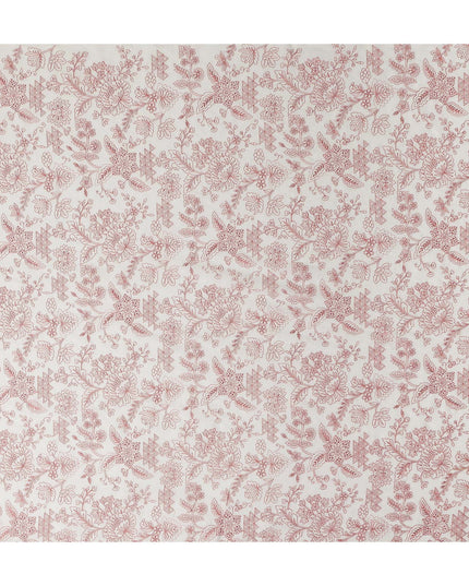 Rust Cream Digital Print Lawn Fabric 110cm