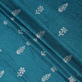 Teal Peacock Blue Floral Embroidered Voile 110cm