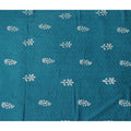 Teal Peacock Blue Floral Embroidered Voile 110cm