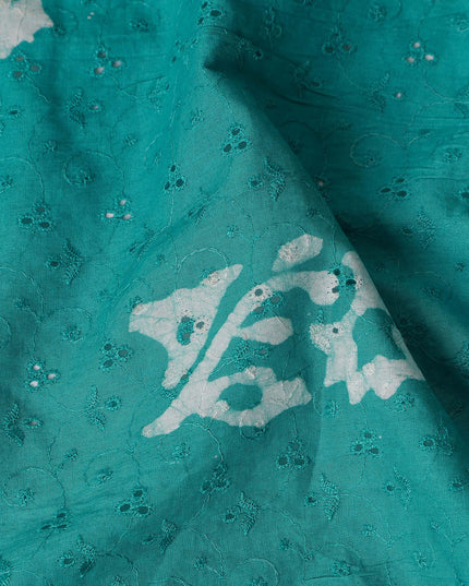 Jade Green Embroidered Cotton Voile Fabric 110cm