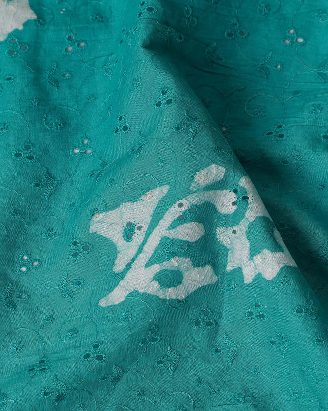 Jade Green Embroidered Cotton Voile Fabric 110cm