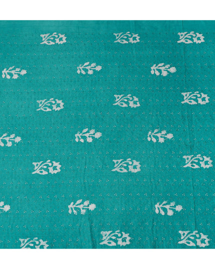 Jade Green Embroidered Cotton Voile Fabric 110cm