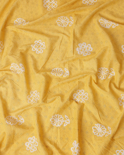 Sunshine Yellow Embroidered Cotton Voile Fabric 110cm