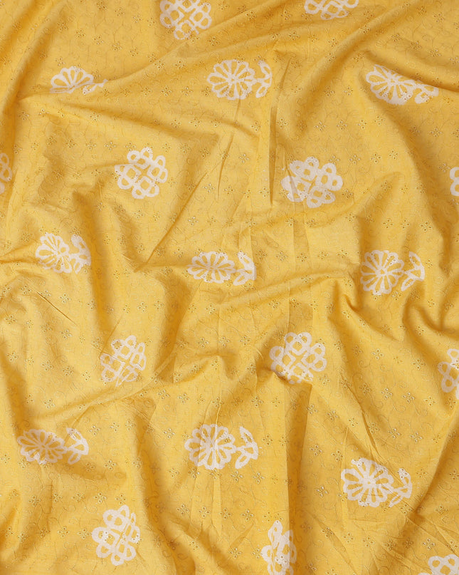 Sunshine Yellow Embroidered Cotton Voile Fabric 110cm