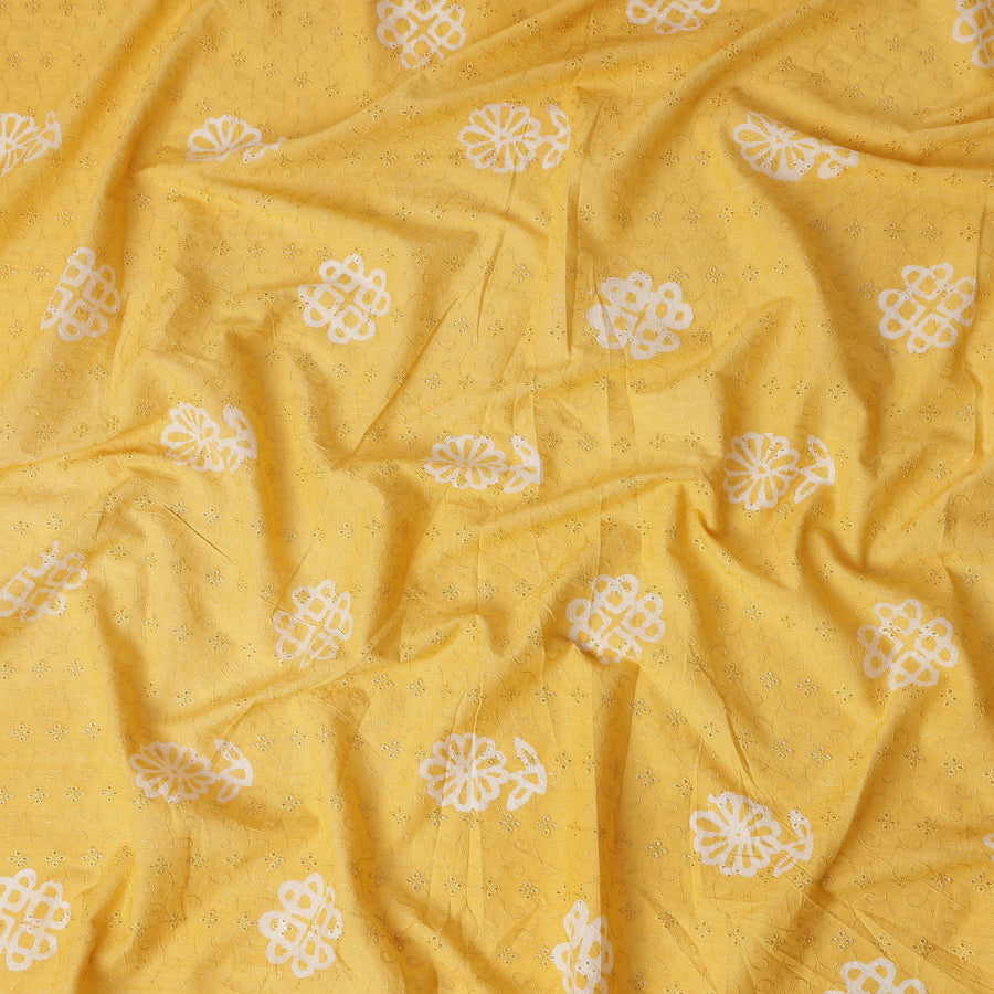 Sunshine Yellow Embroidered Cotton Voile Fabric 110cm