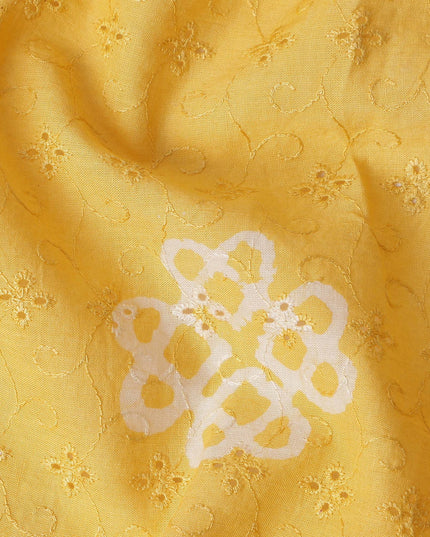 Sunshine Yellow Embroidered Cotton Voile Fabric 110cm