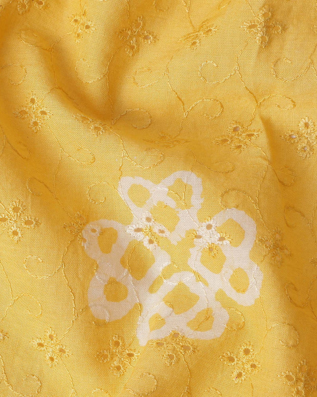 Sunshine Yellow Embroidered Cotton Voile Fabric 110cm