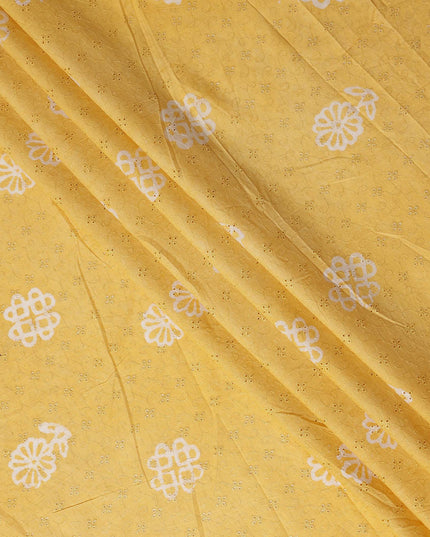 Sunshine Yellow Embroidered Cotton Voile Fabric 110cm