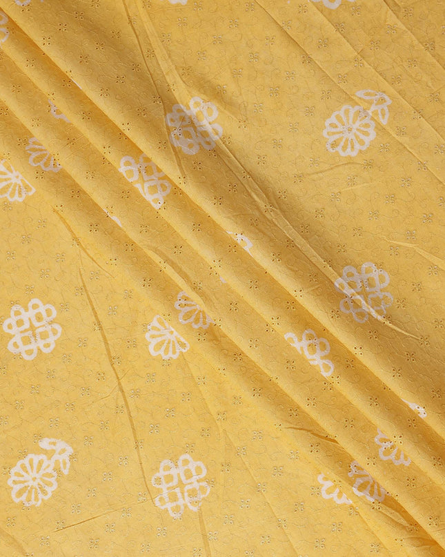Sunshine Yellow Embroidered Cotton Voile Fabric 110cm