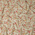 Ivory Pink Botanical Floral Embroidered Voile 110cm