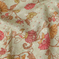 Ivory Pink Botanical Floral Embroidered Voile 110cm