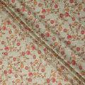 Ivory Pink Botanical Floral Embroidered Voile 110cm