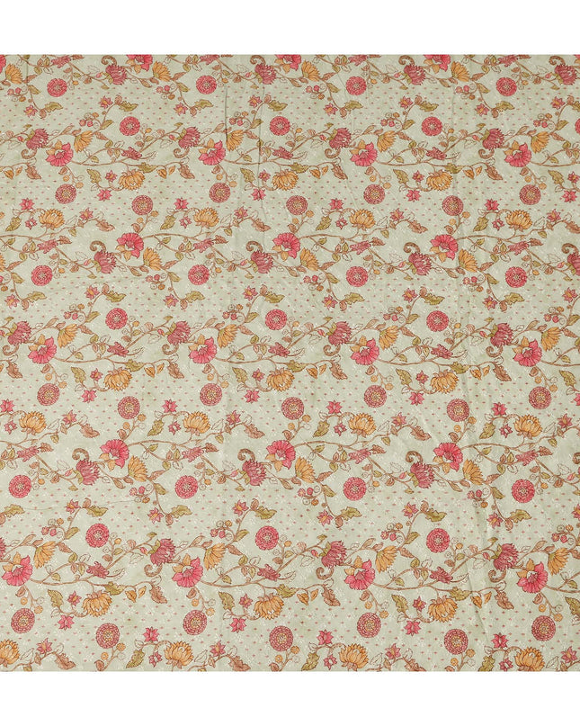 Ivory Pink Botanical Floral Embroidered Voile 110cm