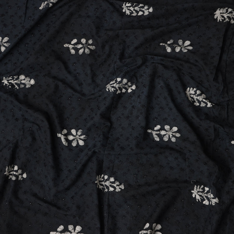 Black White Floral Embroidered Cotton Voile 110cm