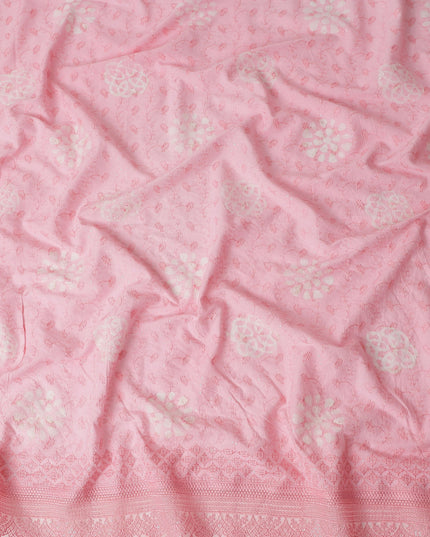 Baby Pink Embroidered Cotton Voile Fabric 110cm