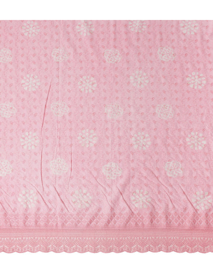 Baby Pink Embroidered Cotton Voile Fabric 110cm
