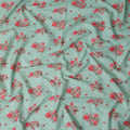 Sage Green Embroidered Cotton Voile Fabric 110cm
