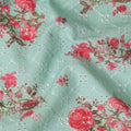 Sage Green Embroidered Cotton Voile Fabric 110cm
