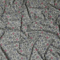 Grey Multicolor Floral Embroidered Cotton Voile 110cm