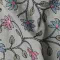 Grey Multicolor Floral Embroidered Cotton Voile 110cm