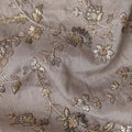 Taupe Grey Gold Floral Embroidered Voile 110cm