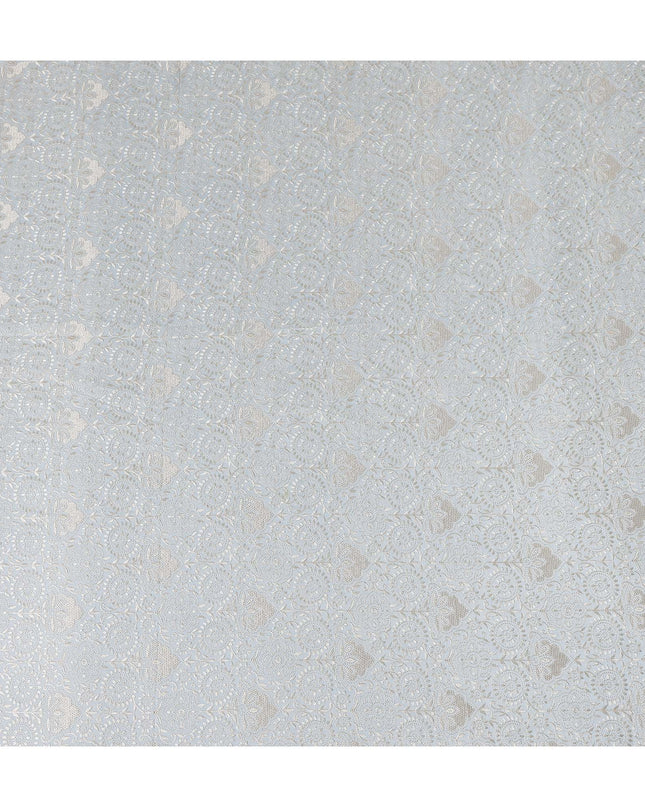 Ivory White Chikankari Sequin Voile Fabric 110cm