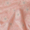Salmon Pink Silver Floral Embroidered Voile 110cm