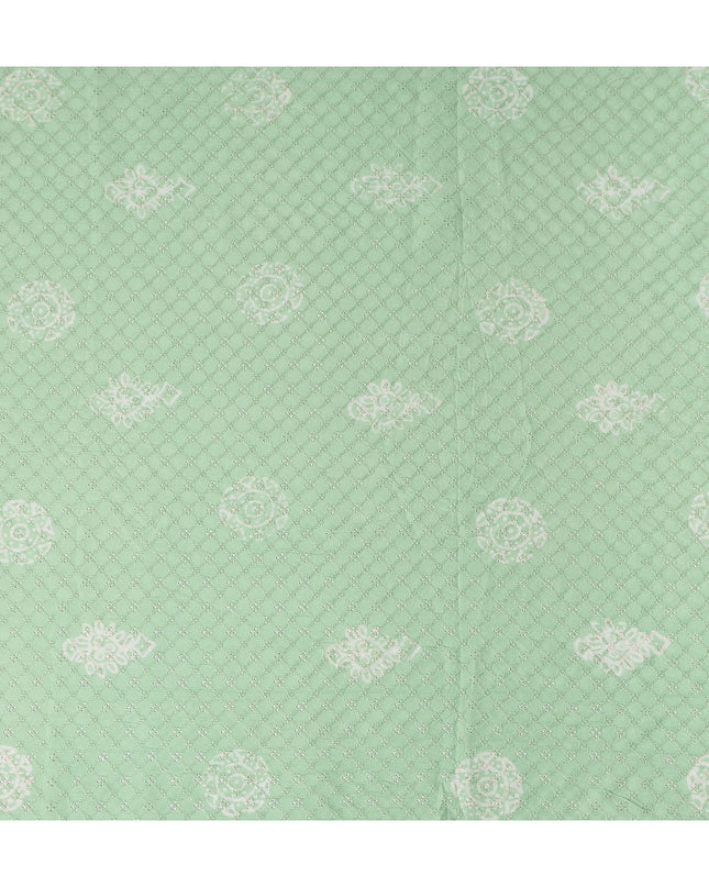 Mint Green Embroidered Cotton Voile Fabric 110cm