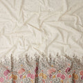 Ivory Floral Botanical Border Voile 140cm India
