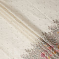 Ivory Floral Botanical Border Voile 140cm India